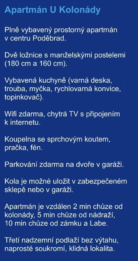 Apartman U Kolonady, Poděbrady المظهر الخارجي الصورة